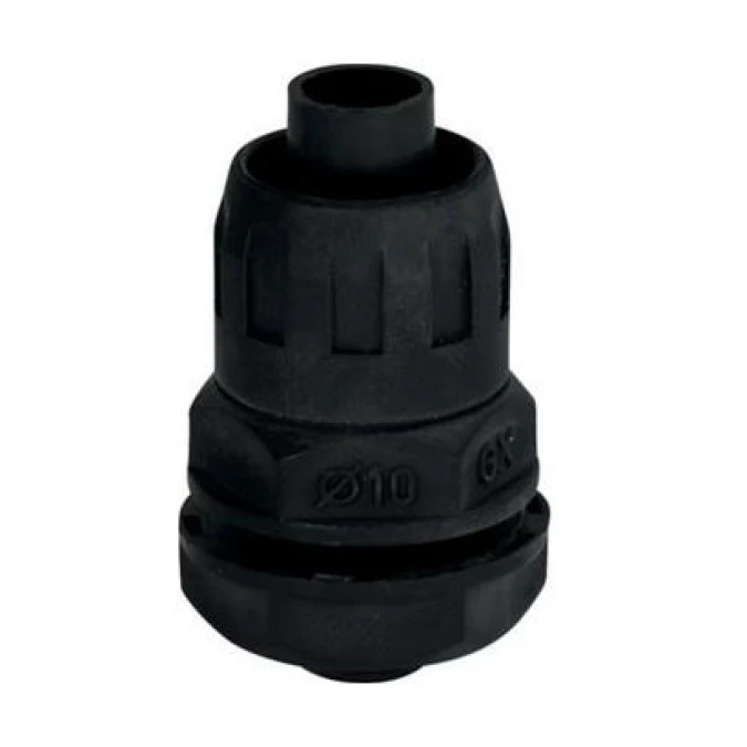 Dławik Dławnica do rur karbowanych giętkich GUS fi: 10mm PG9 IP65 czarna