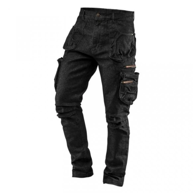 Długie spodnie monterskie, robocze 5‑kieszeniowe DENIM jeansowe czarne rozmiar S/48 NEO 81‑233‑S