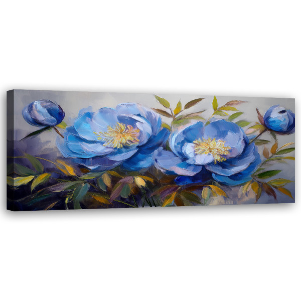 Feeby Obraz na płótnie, Piwonie Peonie Kwiaty Niebieskie 90x30 486231