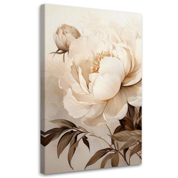 Feeby Obraz na płótnie, Piwonie Peonie Kwiaty w Beżu 70x100 561655