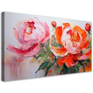 Feeby Obraz na płótnie, Piwonie Różowo Pomarańczowe Kwiaty 120×60 634265 Feeby Obraz na płótnie, Piwonie Różowo Pomarańczowe Kwiaty 120×60 634265