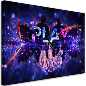 Feeby Obraz na płótnie, Play Neon z napisem 120×80 327484 Feeby Obraz na płótnie, Play Neon z napisem 120×80 327484