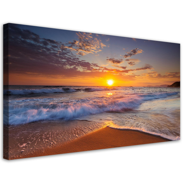 Feeby Obraz na płótnie, Plaża Morze Zachód Słońca Pejzaż 80x40 634164