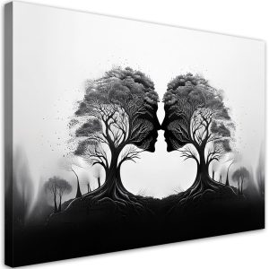 Feeby Obraz na płótnie, Pocałunek Drzew Czarno Biłay 120×80 561890 Feeby Obraz na płótnie, Pocałunek Drzew Czarno Biłay 120×80 561890