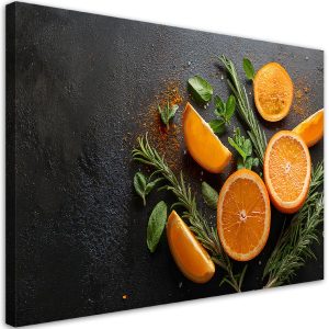 Feeby Obraz na płótnie, Pomarańcze Owoce Przyprawy Jedzenie do Kuchni 90×60 484069