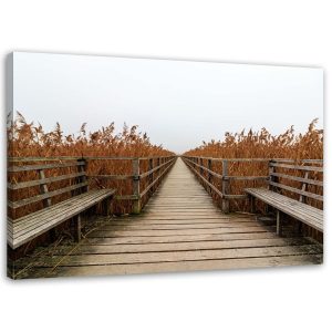 Feeby Obraz na płótnie Pomost trawy plaża pejzaż 90×60 406200