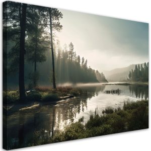 Feeby Obraz na płótnie, Poranna mgła nad jeziorem 60×40 419318 Feeby Obraz na płótnie, Poranna mgła nad jeziorem 60×40 419318