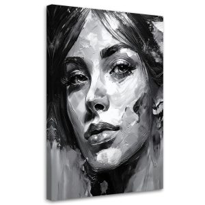 Feeby Obraz na płótnie, Portret Kobiety Czarno Biały 80×120 778149 Feeby Obraz na płótnie, Portret Kobiety Czarno Biały 80×120 778149