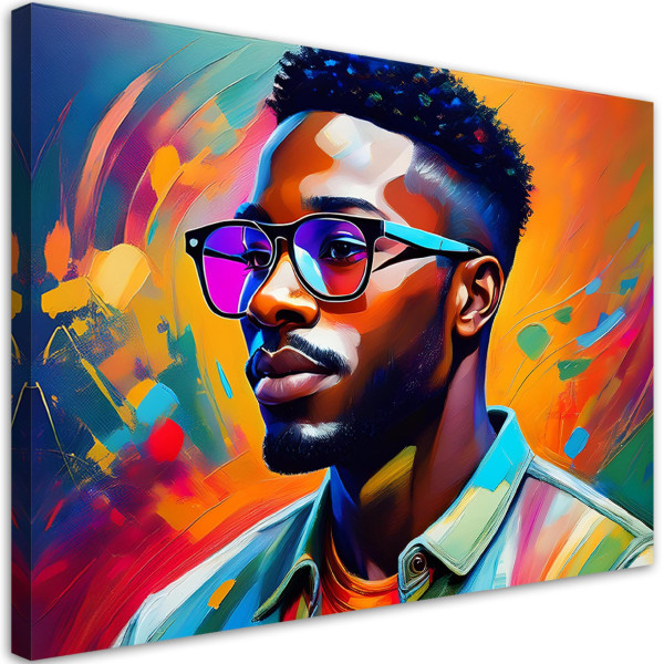Feeby Obraz na płótnie, Portret Mężczyzny w Okularach Kolorowy 90x60 484798