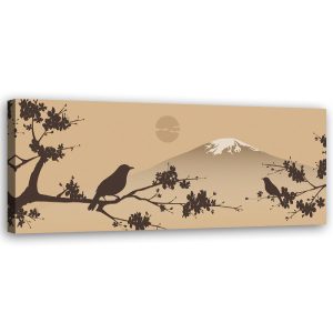 Feeby Obraz na płótnie, Ptak na gałęzi Japonia 150×50 419324 Feeby Obraz na płótnie, Ptak na gałęzi Japonia 150×50 419324