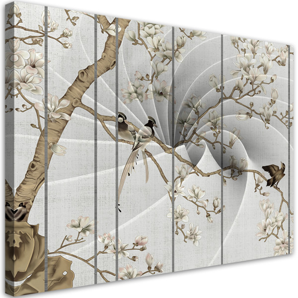 Feeby Obraz na płótnie, Ptaki na drzewie magnolii 3d 100x70 325406