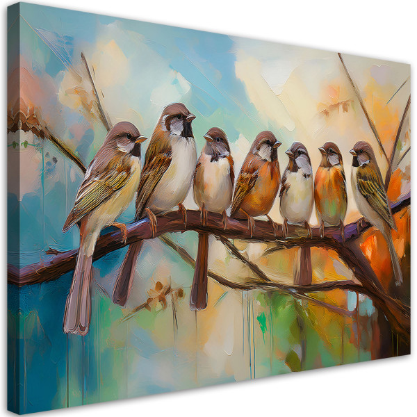 Feeby Obraz na płótnie, Ptaki na gałęzi Natura 100x70 488119