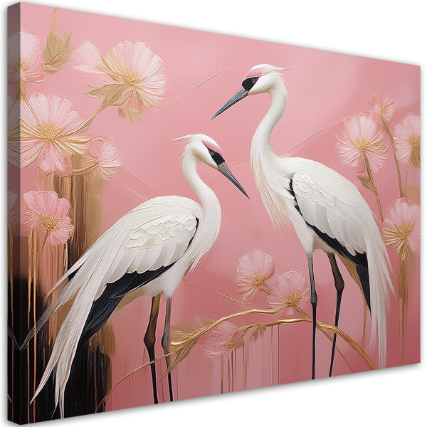 Feeby Obraz na płótnie, Ptaki Żurawie Różowy 60x40 397366