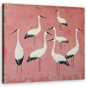 Feeby Obraz na płótnie, Ptaki Żurawie Różowy 60×60 398436 Feeby Obraz na płótnie, Ptaki Żurawie Różowy 60×60 398436