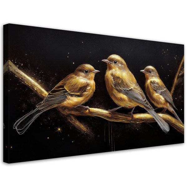 Feeby Obraz na płótnie, Ptaki Zwierzęta Złoto 80x40 563637