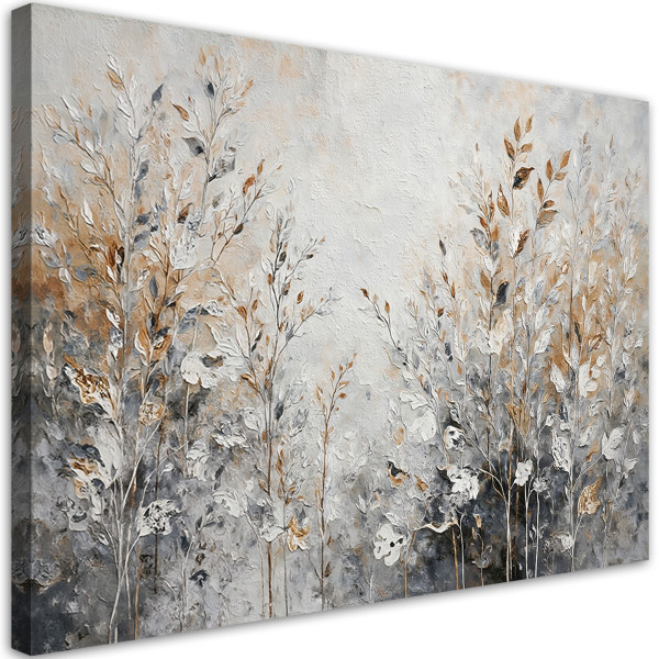 Feeby Obraz na płótnie, Rośliny Abstrakcja Botanika Złoty 60x40 484016