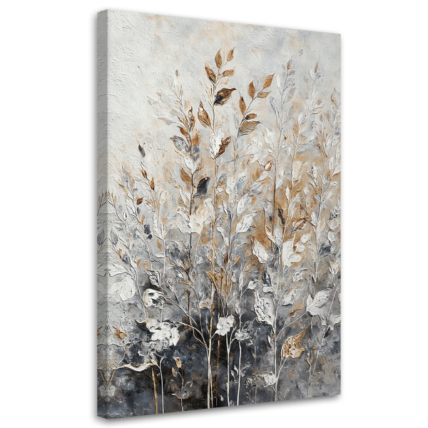 Feeby Obraz na płótnie, Rośliny Abstrakcja Botanika Złoty 60x90 561370