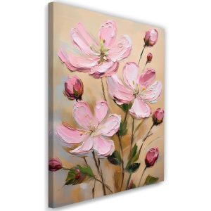 Feeby Obraz na płótnie, Różowe Kwiaty Malowane 60×90 484914 Feeby Obraz na płótnie, Różowe Kwiaty Malowane 60×90 484914