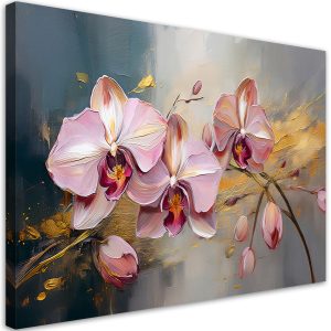 Feeby Obraz na płótnie, Różowe Storczyki Kwiaty Glamour 60×40 485117