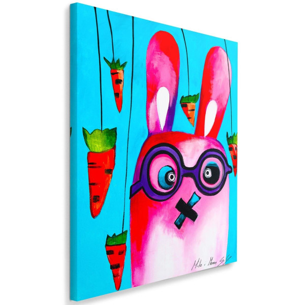 Feeby Obraz na płótnie, Różowy króliczek w okularach 40x60 318865