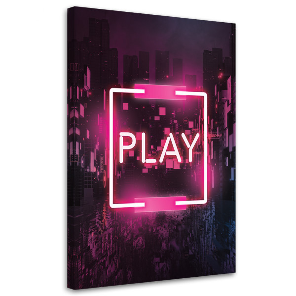 Feeby Obraz na płótnie, Różowy napis PLAY dla gracza 40x60 326176