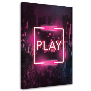 Feeby Obraz na płótnie, Różowy napis PLAY dla gracza 70×100 326179 Feeby Obraz na płótnie, Różowy napis PLAY dla gracza 70×100 326179