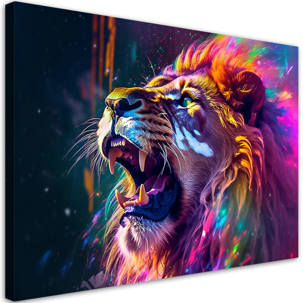 Feeby Obraz na płótnie, Ryk Lwa Neon Abstrakcja 90x60 324413