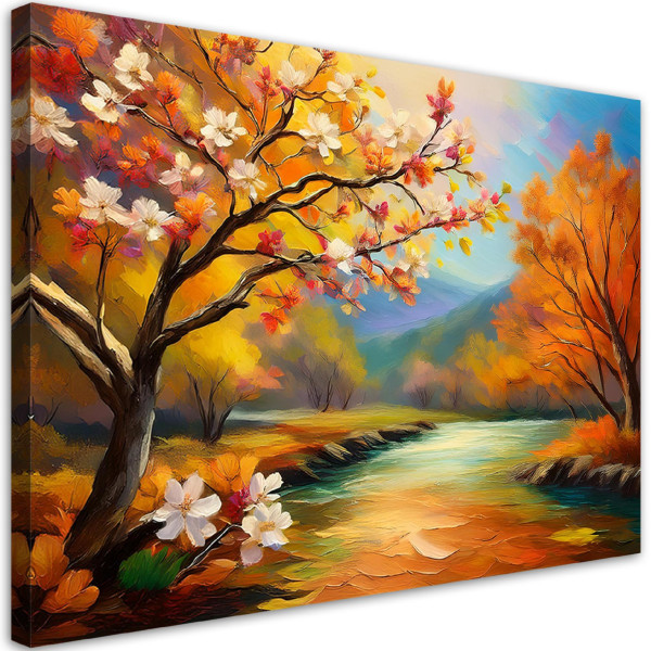 Feeby Obraz na płótnie, Rzeka Natura Drzewa Las 90x60 484776