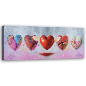 Feeby Obraz na płótnie Serca i napis love 120×40 404112 Feeby Obraz na płótnie Serca i napis love 120×40 404112