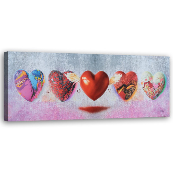 Feeby Obraz na płótnie Serca i napis love 90x30 404200