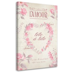 Feeby Obraz na płótnie, Serce Kwiaty Shabby Chic 80×120 422895 Feeby Obraz na płótnie, Serce Kwiaty Shabby Chic 80×120 422895