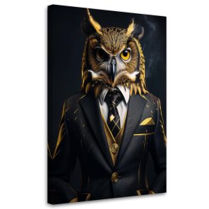 Feeby Obraz na płótnie, Sowa Ptak w garniturze 40×60 634140