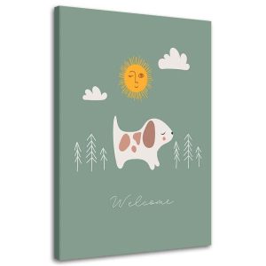 Feeby Obraz na płótnie Spacer z psem 60×90 392757 Feeby Obraz na płótnie Spacer z psem 60×90 392757