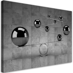 Feeby Obraz na płótnie, Srebrne kule 3D 100×70 326435 Feeby Obraz na płótnie, Srebrne kule 3D 100×70 326435