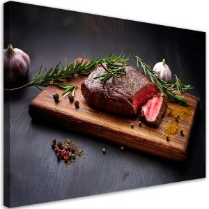 Feeby Obraz na płótnie, Stek Mięso Jedzenie do Kuchni Restauracji 120×80 485258
