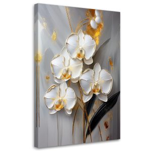 Feeby Obraz na płótnie, Storczyk Biały Kwiaty Glamour 40×60 486178