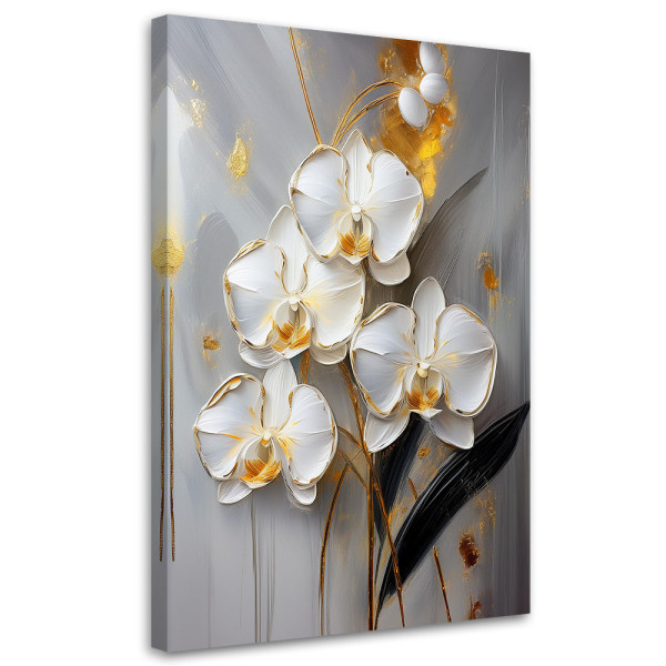 Feeby Obraz na płótnie, Storczyk Biały Kwiaty Glamour 70x100 486136