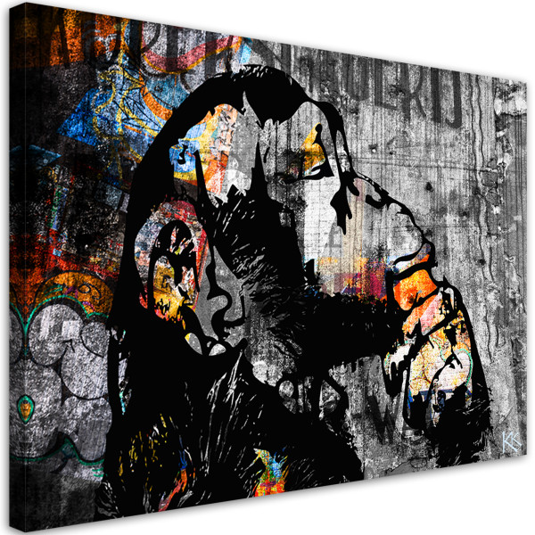 Feeby Obraz na płótnie, Street art Banksy małpa abstrakcja 120x80 326208