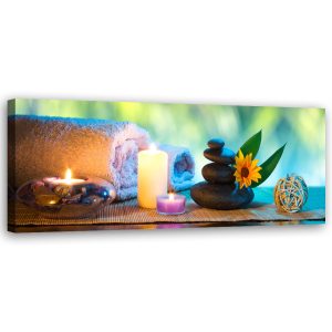 Feeby Obraz na płótnie, Świeczki Ręcznik Spa 120×40 420791