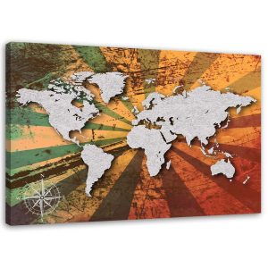 Feeby Obraz na płótnie Szara mapa świata vintage 60×40 405952 Feeby Obraz na płótnie Szara mapa świata vintage 60×40 405952