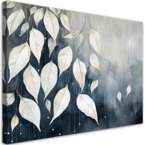 Feeby Obraz na płótnie, Szare Liście Abstrakcja 90×60 422927 Feeby Obraz na płótnie, Szare Liście Abstrakcja 90×60 422927