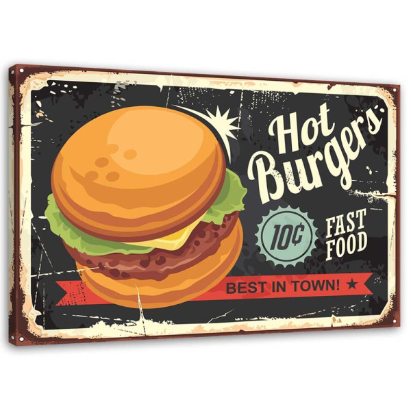 Feeby Obraz na płótnie Szyld retro burger 100x70 392608