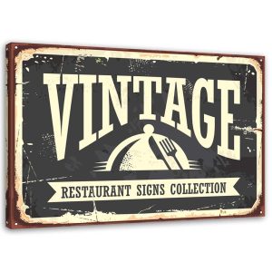 Feeby Obraz na płótnie Szyld Vintage Restauracja 100×70 392921 Feeby Obraz na płótnie Szyld Vintage Restauracja 100×70 392921