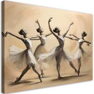 Feeby Obraz na płótnie, Tańczące Baletnice W Stylu Vintage 120×80 420724