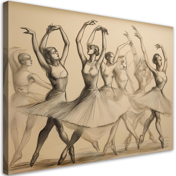 Feeby Obraz na płótnie, Tańczące Baletnice W Stylu Vintage 120x80 398726