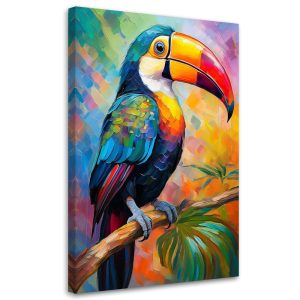 Feeby Obraz na płótnie, Tropikalna Papuga Kolorowy 60×90 486145