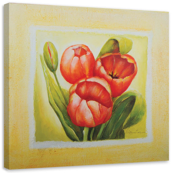 Feeby Obraz na płótnie Trzy czerwone tulipany 60x60 404109