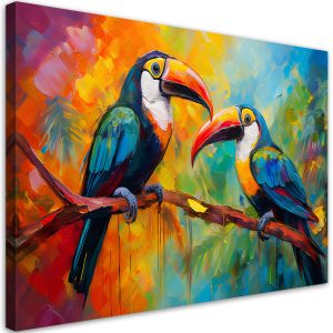 Feeby Obraz na płótnie, Tukan Kolorowe Ptaki Tropikalne 60×40 486773