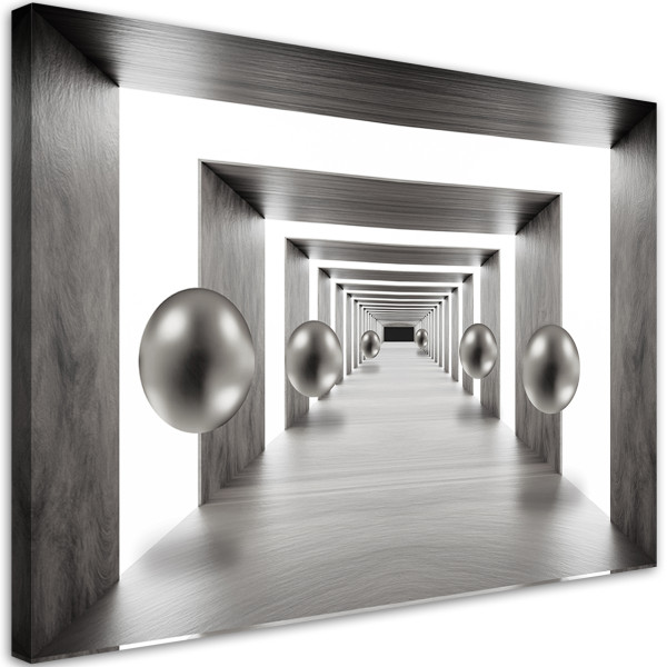 Feeby Obraz na płótnie, Tunel srebrne kule 3D 60x40 327223