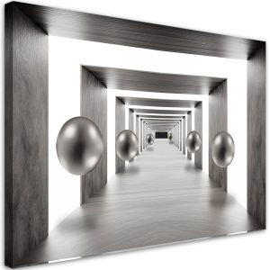 Feeby Obraz na płótnie, Tunel srebrne kule 3D 90×60 327220 Feeby Obraz na płótnie, Tunel srebrne kule 3D 90×60 327220
